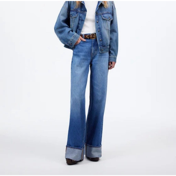Madewell Denim - Madewell Super Wide Leg Jean Cuffed High Waisted Denim Womens 29